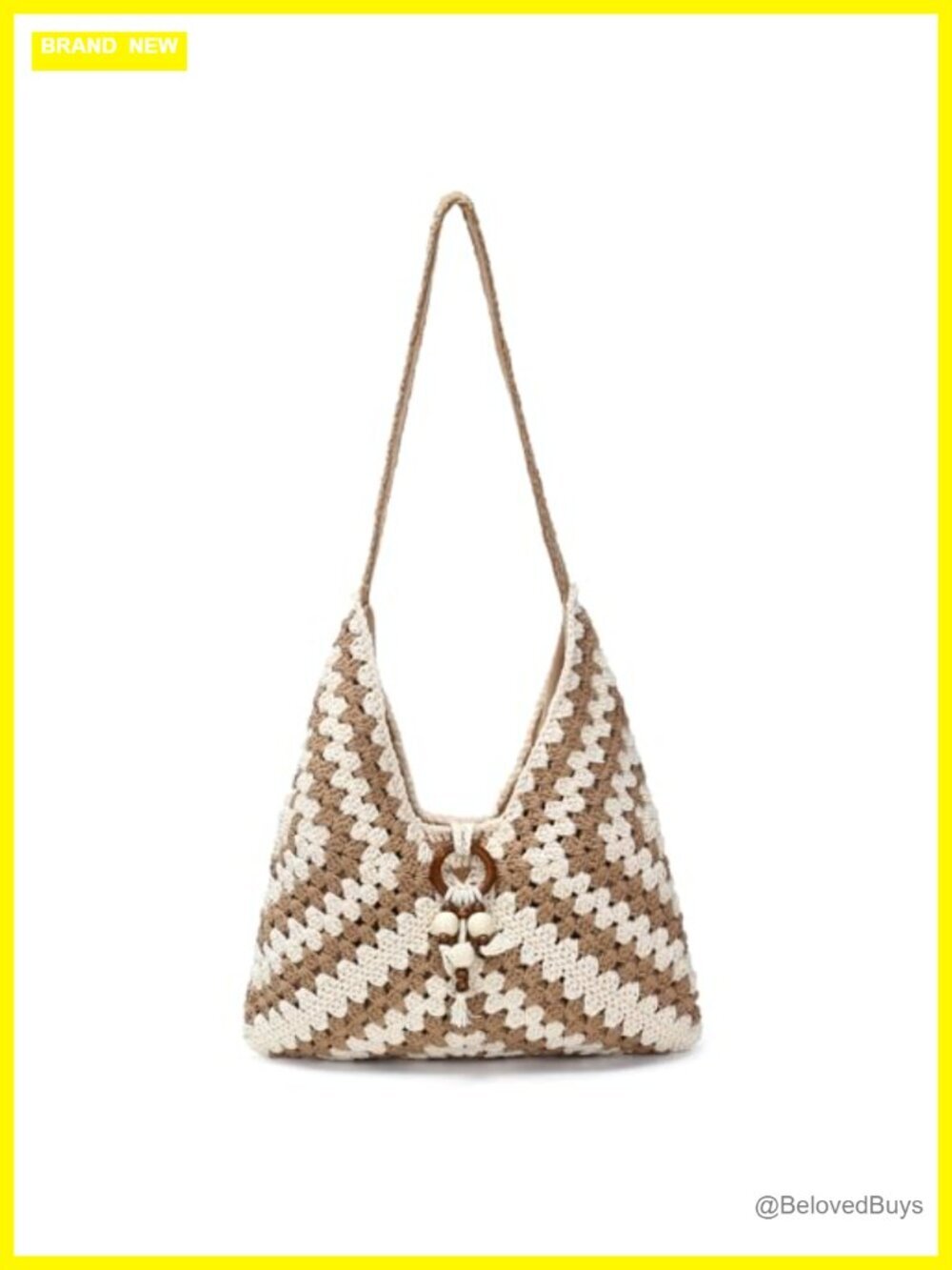 Crochet Boho Shoulder Bag Tote Handbag Summer Beach Purse Foldable